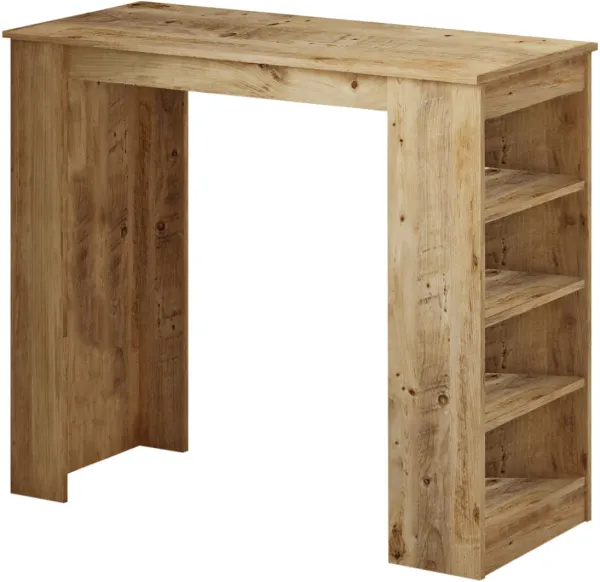 NORDVÄRK ST1 barbord, med 3 hyller - natur melamin (120x51,6)