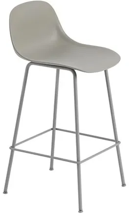 Muuto Fiber Barstol med Tube Base og Rygg Grå/Grå H87,5 cm