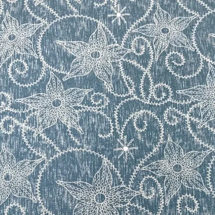 Denimstoff 145cm 50 Blomst - 50cm