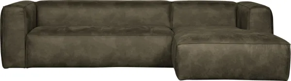 Bean, Hjørnesofa høyrevendt, armégrønn, H73x175x305 cm, lær
