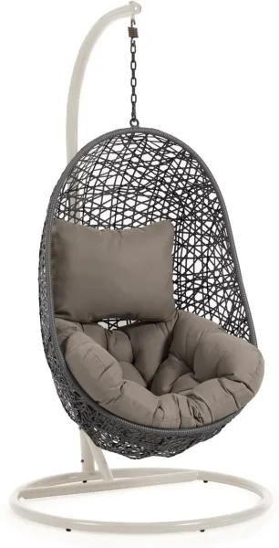 Florina, Utendørs hengestol, grå/hvit, rotting