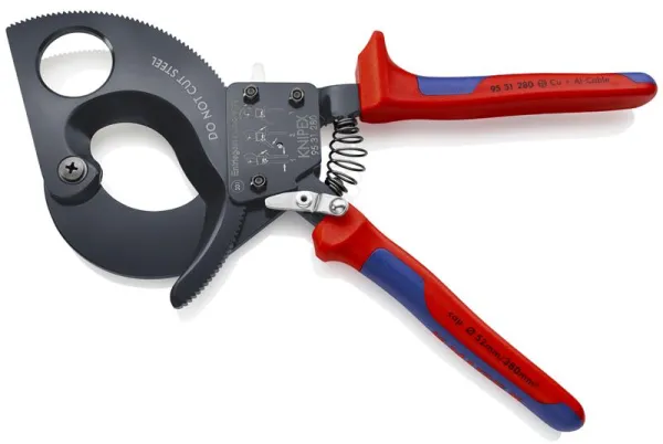 Knipex kabelsaks (skralleprinsipp) svart lakkert, med flerkomponentshåndtak 280 mm