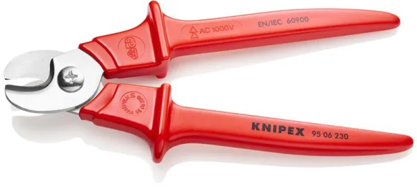 Knipex kabelsaks, håndtak sprøytestøpt plast, isolert, sprøytestøpt plast, VDE-testet 230 mm