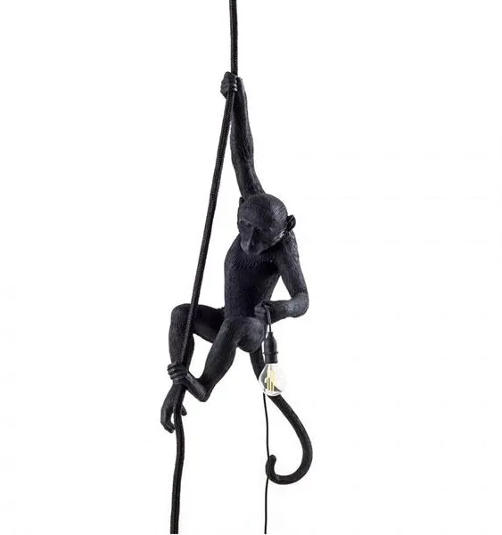 Seletti Monkey With Rope Pendellampe Svart Utendørs