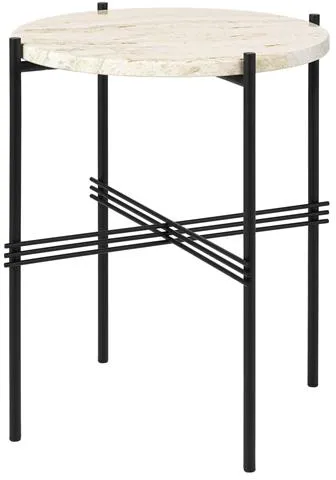 GUBI TS Sidebord Rundt Ø40 Svart/Hvit Travertin