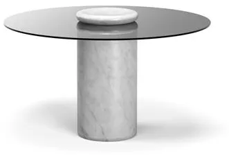 Karakter Castore Spisebord Ø130 Bianco Carrara Marmor/Røykt glass